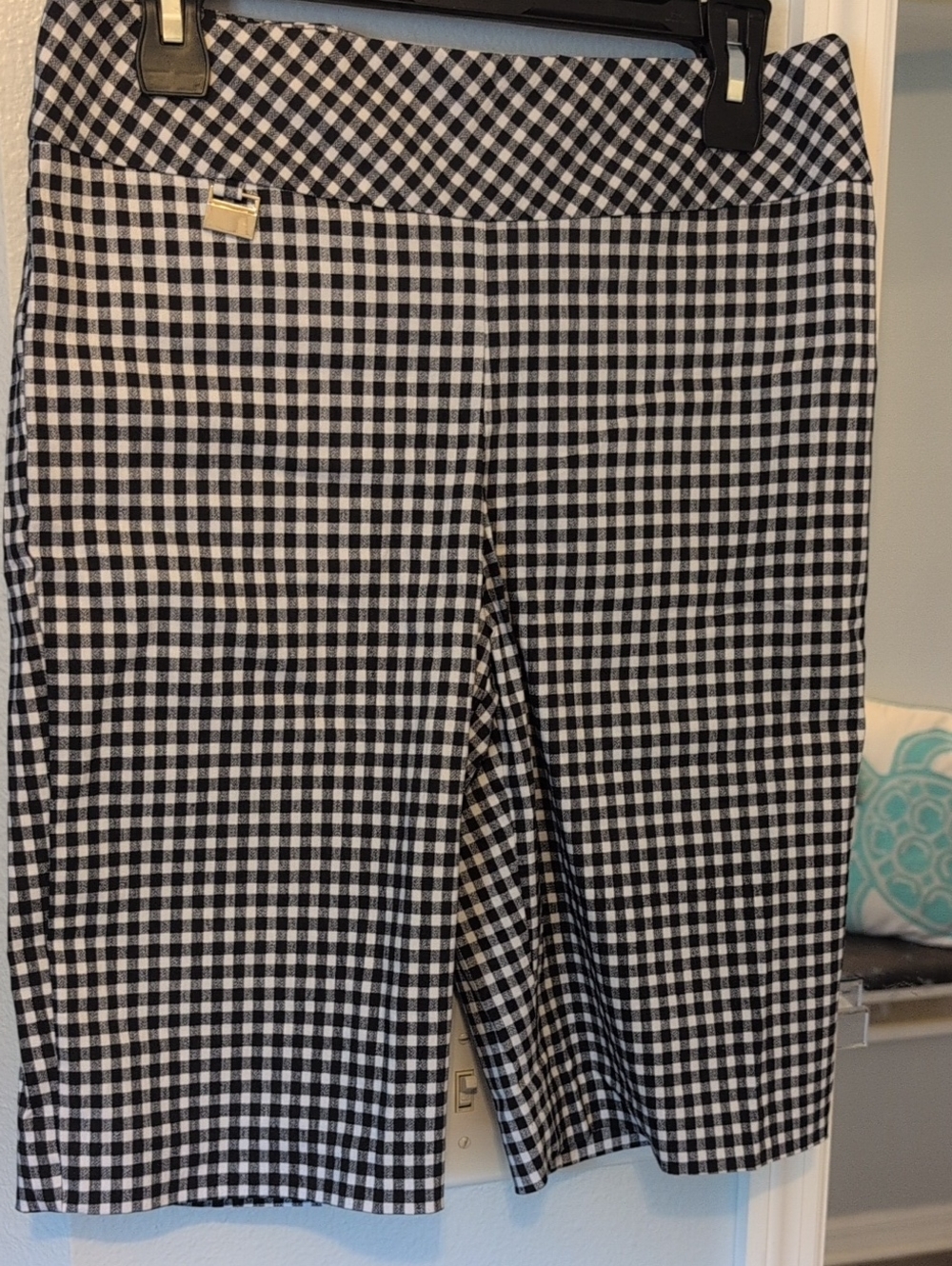 Women's Black and White Gingham Bermuda Shorts